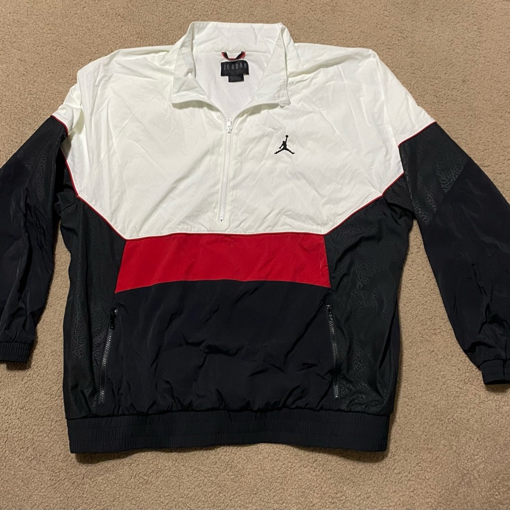 Jordan White and Black Windbreaker with Classic Design